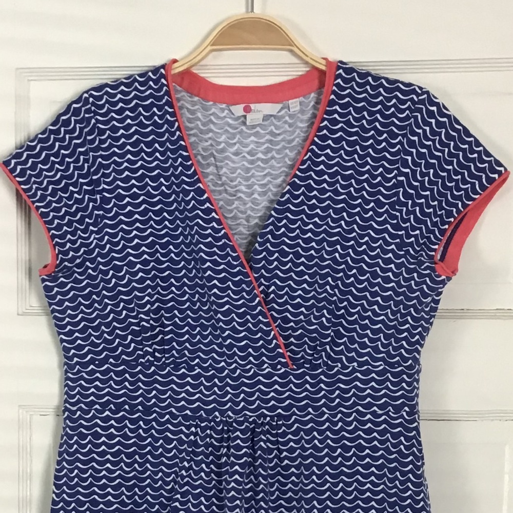 Boden Summer Dress Women’s 8 Petite Blue White Coral Like New - Picture 2 of 15